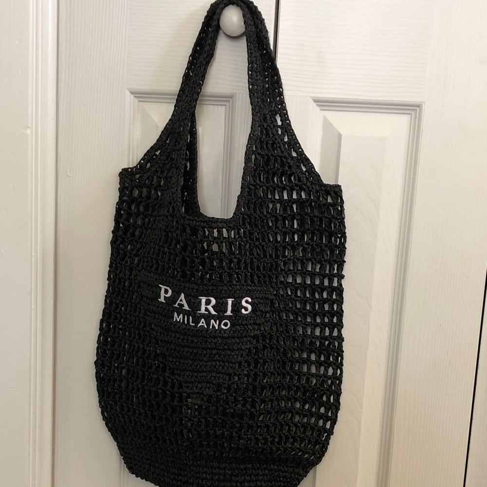 Black Crochet Market Mesh Tote